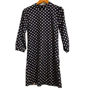 Retro Vintage inspired Navy blue flower power dress.